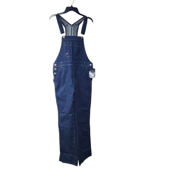 Dickies Size Small Relaxed Fit Straight Leg Denim Bib Overalls New - Picture 1 of 12